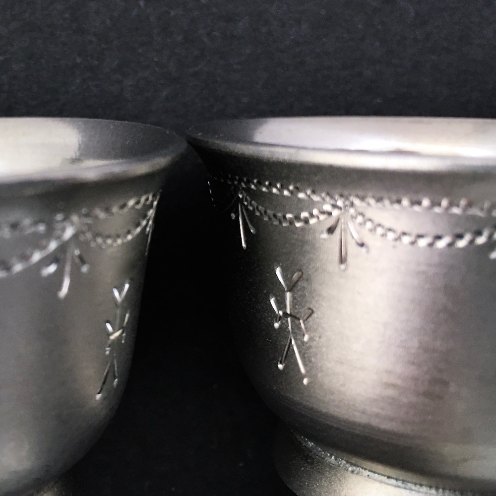 Vintage Decoratively Etched Pewter Swedish Wedding/Toasting Cups Handmade